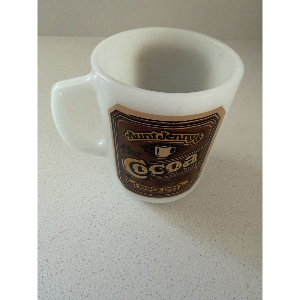 Vtg Aunt Jennys Cocoa Cup Anchor Hocking White Glass 1980s Display Replacement - Picture 4 of 5